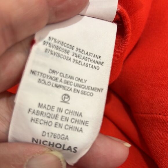 Nicholas Red v neck midi dress with ruched sleeves size 6 - Picture 15 of 15